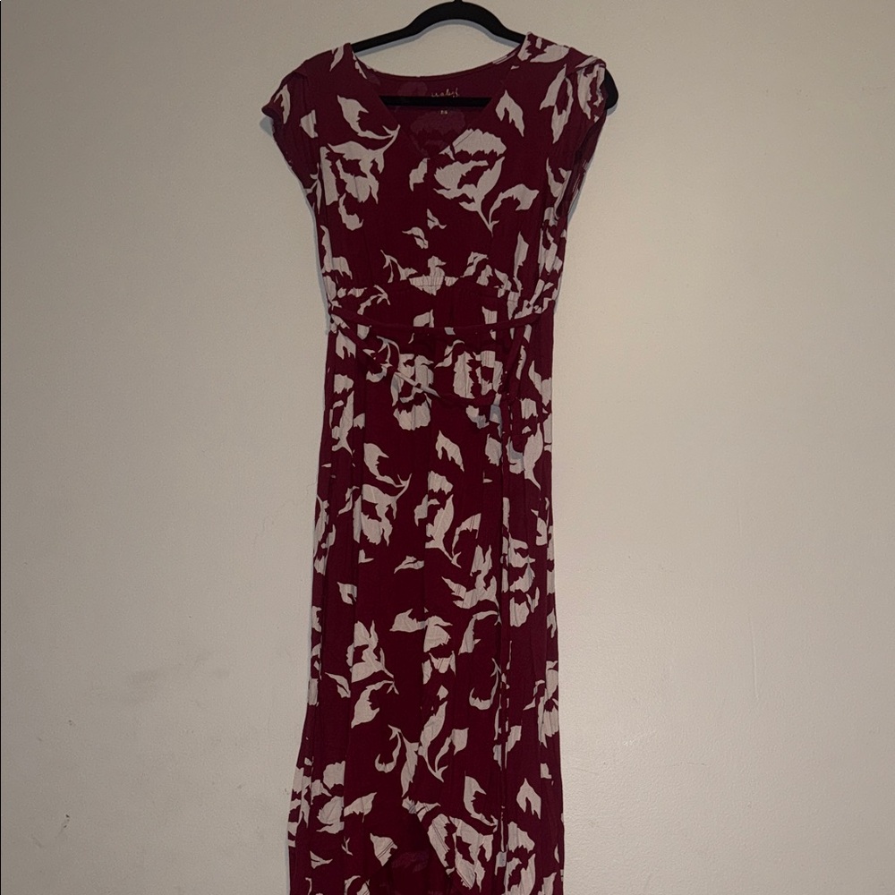 Isabel Maternity Burgundy and Cream Maxi Dress